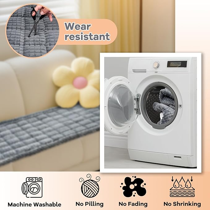 Washable Dog Couch Cover Protector, Non Slip Dog Bed Mat Machine Washable Large Blanket for Dogs, Pet Couches Covers for Sofa (Grey, 27.6 * 82.7 '')
