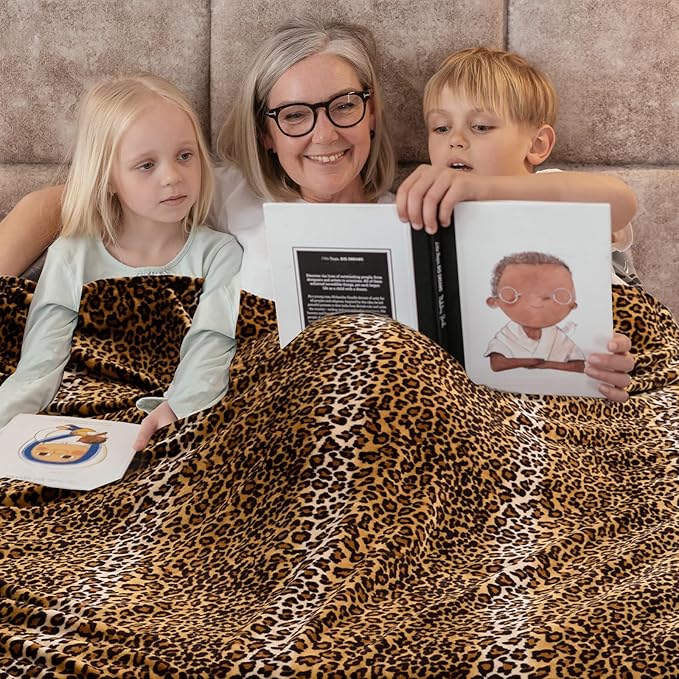 Bnuitland Leopard Print Fleece Flannel Twin Size Blanket, Super Soft 300 GSM Double Sided for Bed Sofa Couch Travel, Fuzzy Fluffy Cheetah Print Blanket for Adults and Kids, 60x80inch