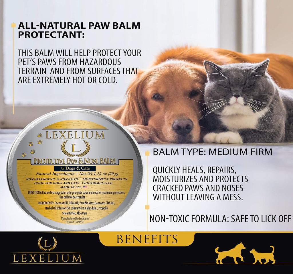 All Natural Paw Balm & Protection Wax for Dogs and Cats | No Toxic Ingredients | Medium Firmness | No Mess | Protects from Heat and Cold | 2 Oz