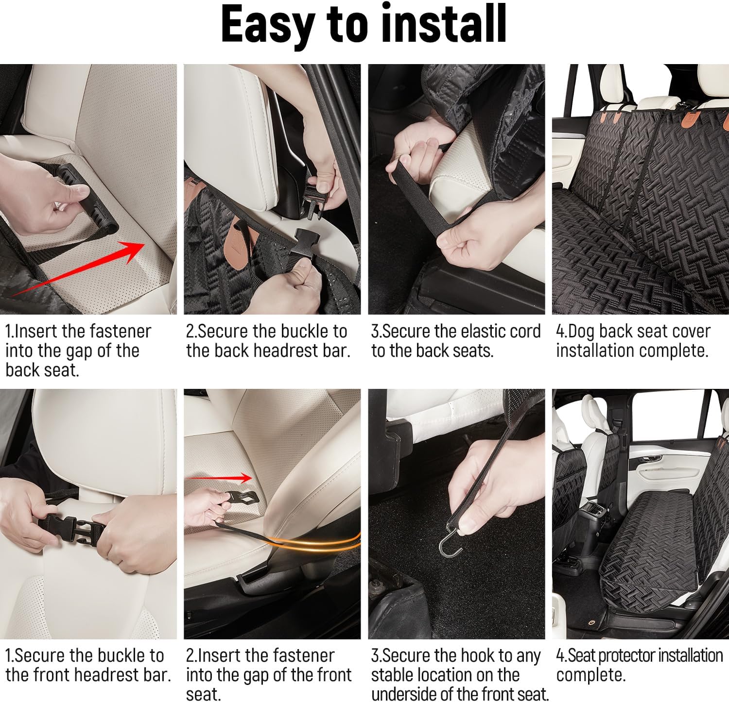 Dog Car Seat Cover for Back Seat,Back Seat Pet Cover for Dogs,Waterproof Scratchproof Rear Bench Seat Cover Protector (Black, L)