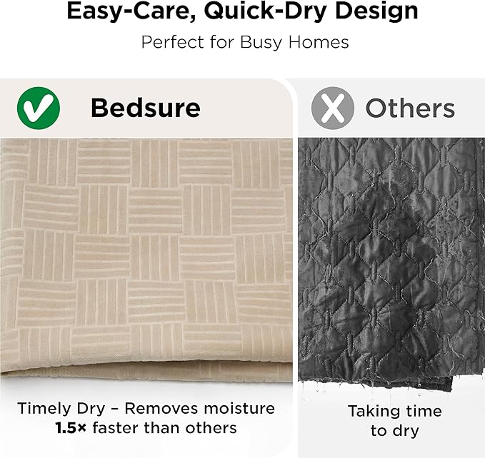 Bedsure Waterproof Bed Cover for Dogs Washable - Waterproof Blanket for King Bed Couch Sofa Cozy, Lightweight Furniture Protector for Pet Cat Quick Drying, Sandy Tan, 82x102IN