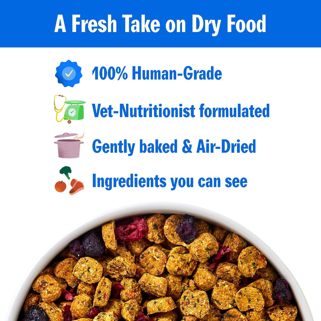PetPlate Trail Blazin' Beef FreshBaked Dry Dog Food Grain-Inclusive, Gently Baked and Air-Dried Human Grade Dog Food, Formulated with Prebiotics and Postbiotics, No Fillers or by-Products, 2lbs