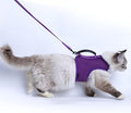 Cat Harness and Leash for Walking Escape Proof Breathable Mesh Fabric, Purple, Medium, Adjustable Cat Walking Jackets with Handle, Padded Stylish Cat Vest