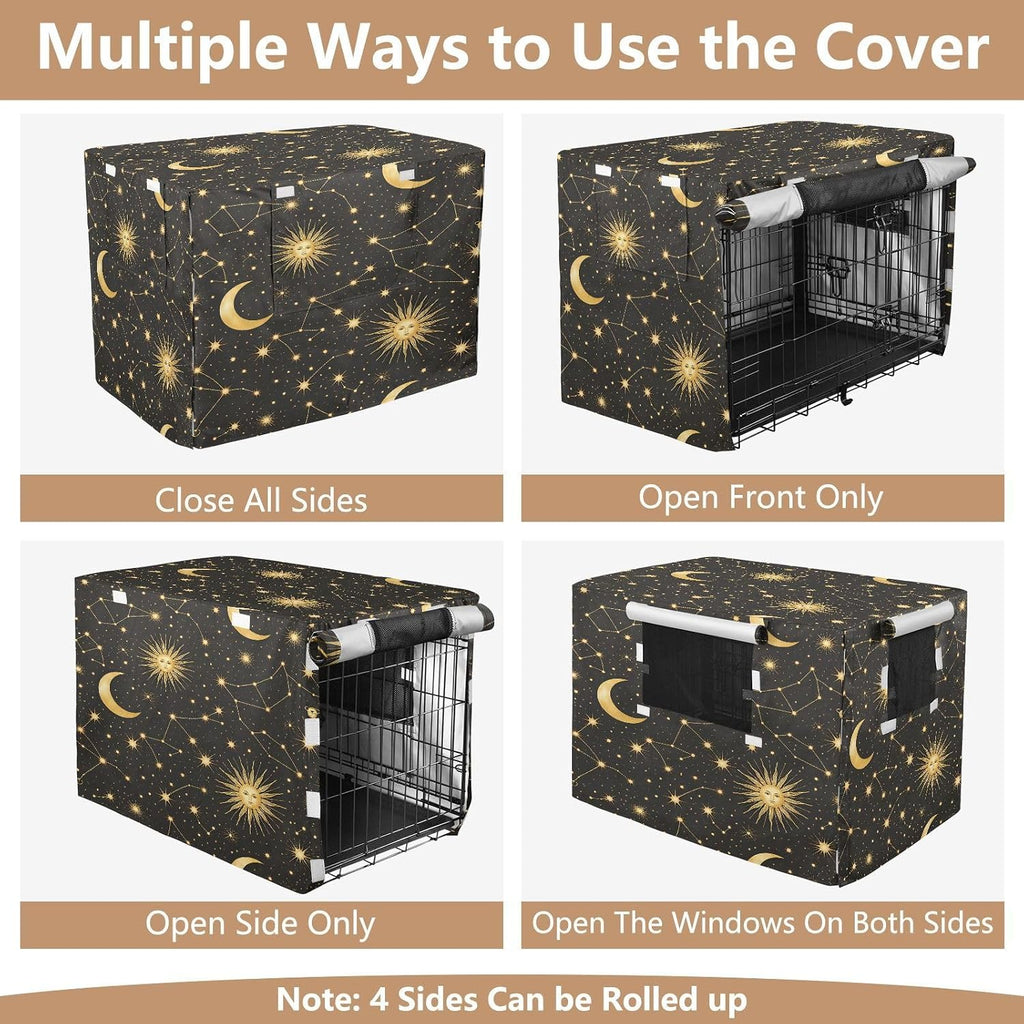 Moon Stars Constellations Dog Crate Covers Breathable Dog Kennel Cover Windproof Waterproof Privacy Shading Fit for 42IN Wire Dog Cage