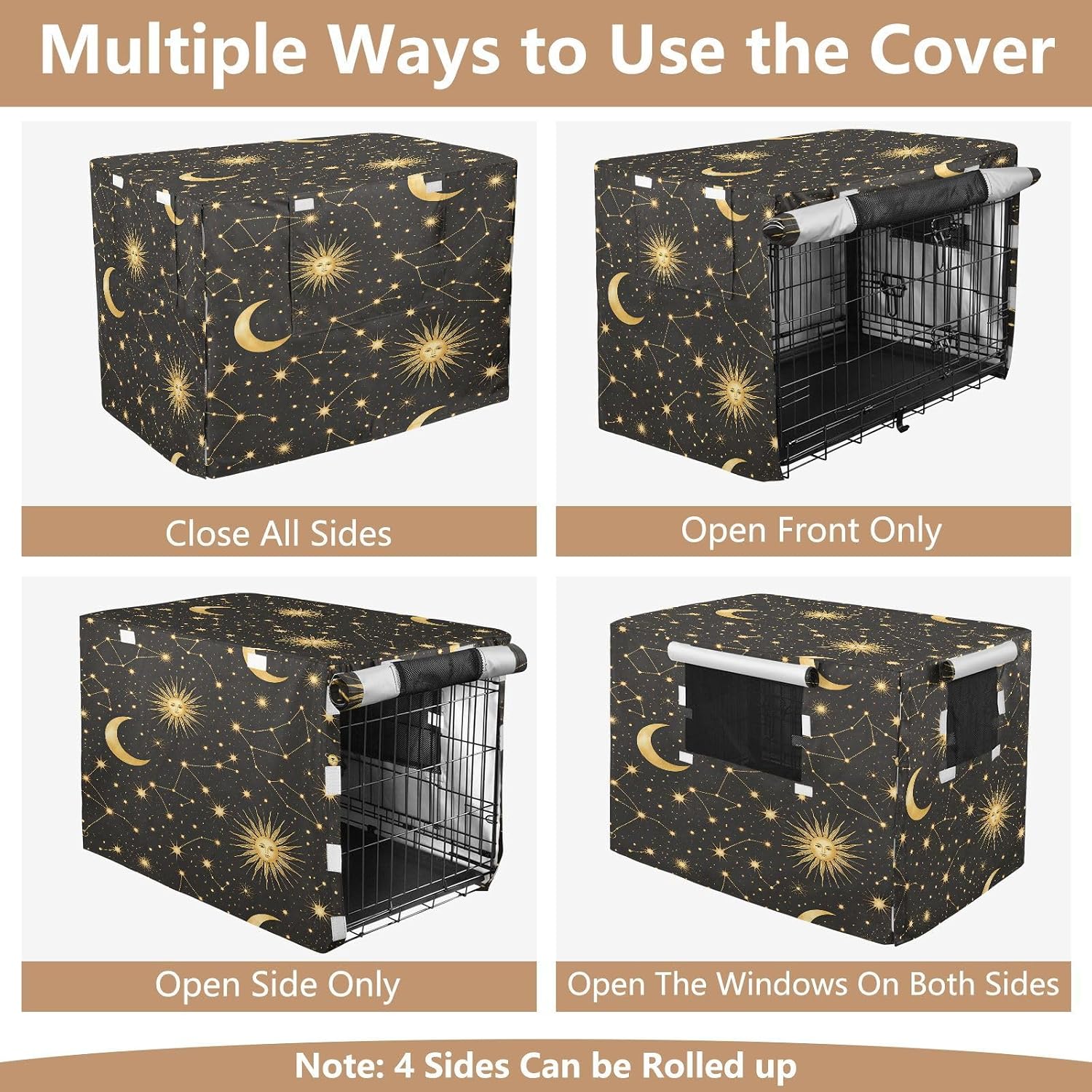 Moon Stars Constellations Dog Crate Covers Breathable Dog Kennel Cover Windproof Waterproof Privacy Shading Fit for 42IN Wire Dog Cage