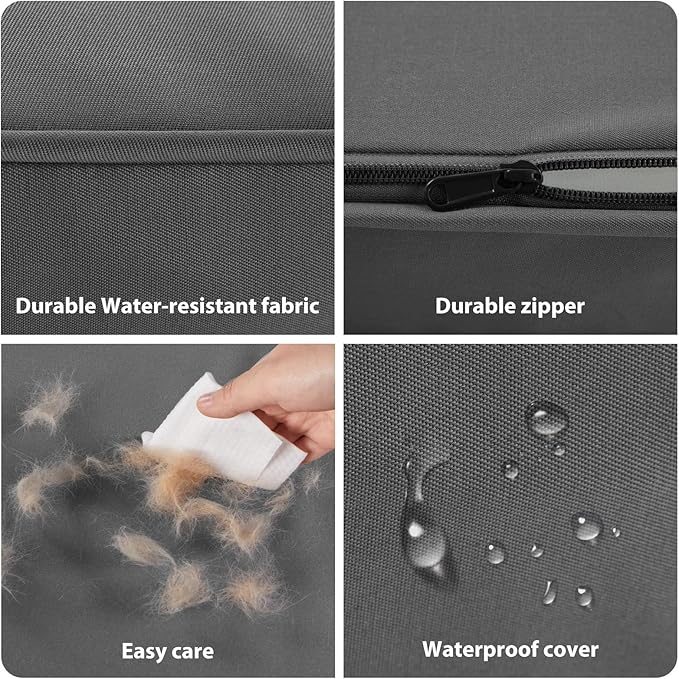 BFPETHOME Outdoor Dog Bed for Large Dogs, Waterproof, Orthopedic with Removable Washable Cover, Egg Crate Foam Mat. (42 x 30in, Dark Grey)