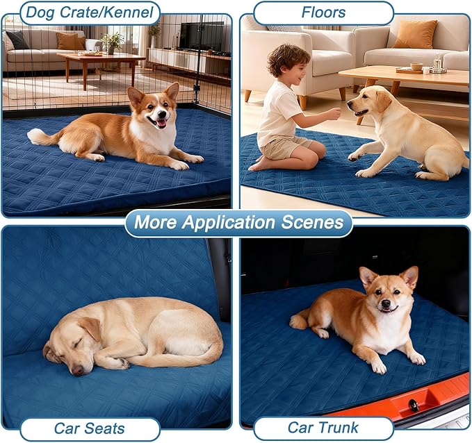 hyha Waterproof Dog Blanket, Reversible Pet Bed Blanket, Soft Sofa Couch Cover for Dogs Washable, Waterproof Pet Couch Covers for Sofa Puppy Cats Furniture Protector(30"x70", Navy Blue/Blue)
