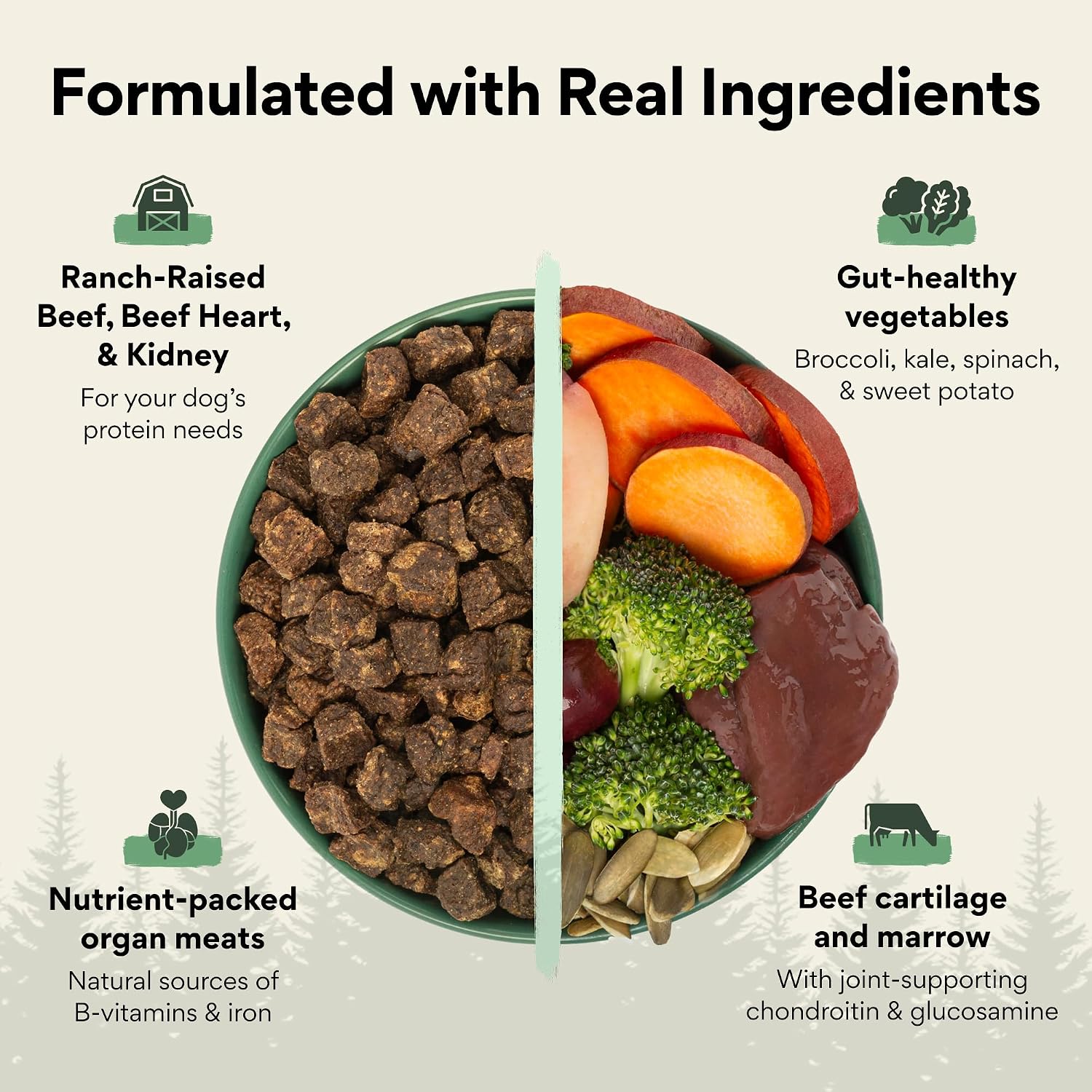 Chuck Norris Power Foods Complete Air-Dried Dog Food, High-Protein Recipe with Superfoods, Glucosamine, Probiotics & Postbiotics for Full-Body Adult Dog Nutrition, Beef 24oz