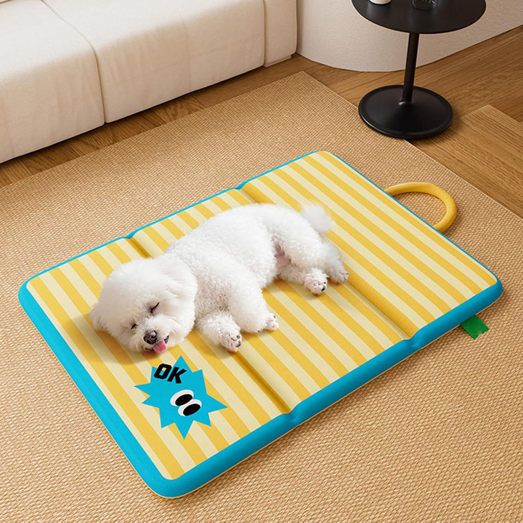 Reversible Dog Crate Pad | Cool Warm, Foldable, Pet Bed Mat, with Handle for Dogs Pets Indoor Travel