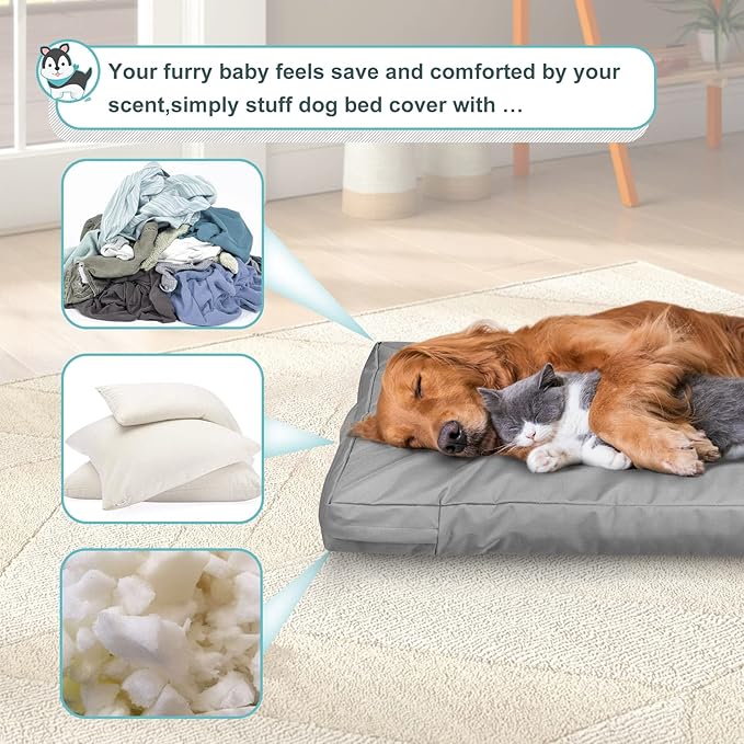 Explore Land Waterproof Dog Bed Cover Canvas Washable Dog Crate Pad Replacement Cover for 30 Inch Crate, 29Lx18Wx3.5H inch, Gray