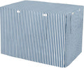 Blue White Stripes Dog Crate Cover 600D Oxford Heavy Duty Kennel Cover Mesh Window Soundproof Waterproof Sunshade Universal Fit for 42 inches Wire Cage