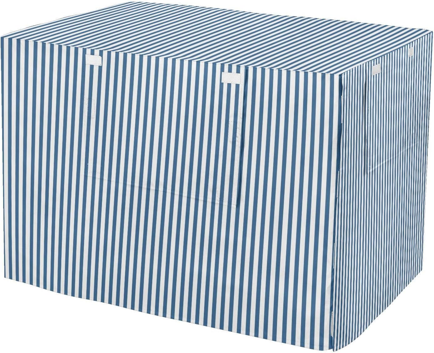 Blue White Stripes Dog Crate Cover 600D Oxford Heavy Duty Kennel Cover Mesh Window Soundproof Waterproof Sunshade Universal Fit for 42 inches Wire Cage