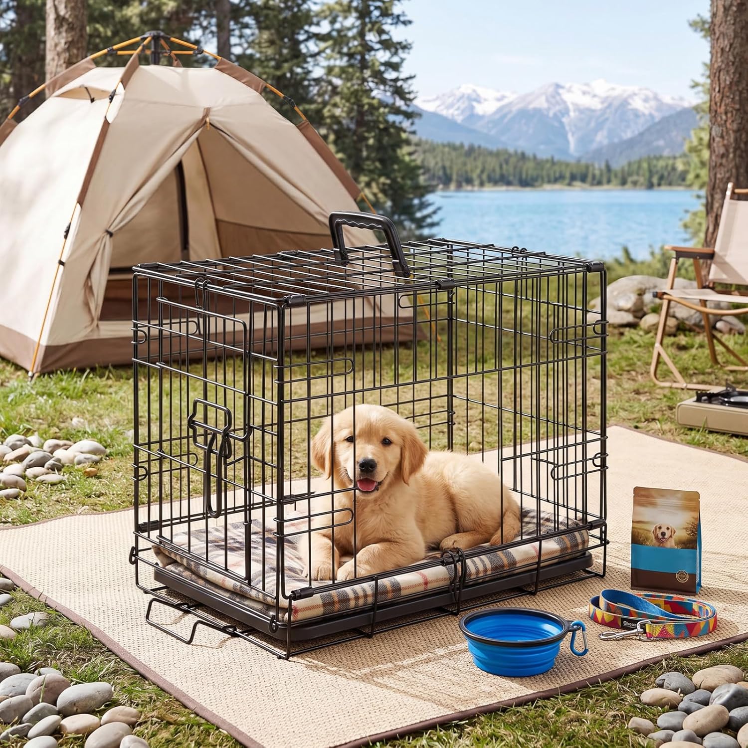 Sweetcrispy 30 Inch Dog Crate, Small Dog Cage, Foldable Puppy Pet Kennel | Single Door, Metal Kennel, Secure Lock, Removable Tray, Indoor Outdoor Training Travel