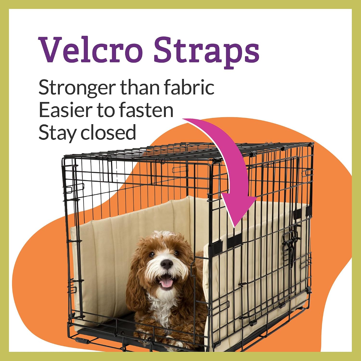 Pet Dreams Dog Crate Bumper - Patented Comfy Liner & Dog Tail Protector for Inside Crate, Fits iCrate Cages 18, 24, 30, 36, 42, 48 Inches (Ivory, Small, 24")