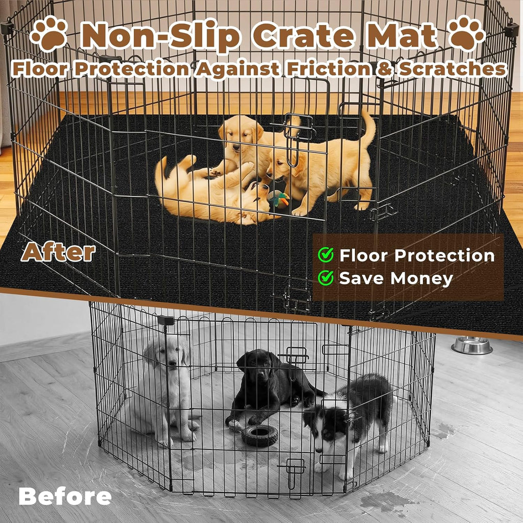 Dog Crate Mat, 60 in X 74 in Dog Playpen Mat Kennel Mat | Waterproof Non-Slip Reusable Washable Floor Protector Extra Large cages Puppy Pee Pad for Under Dogs Crate Black