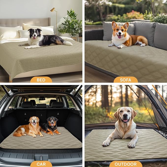 Luciphia 100% Waterproof Couch Cover Blanket for Dogs Anti-Slip Pet Couch Protector Sofa Mat Puppy Cat Blanket with Non-Slip Bottom, Taupe White, 40x50 Inch