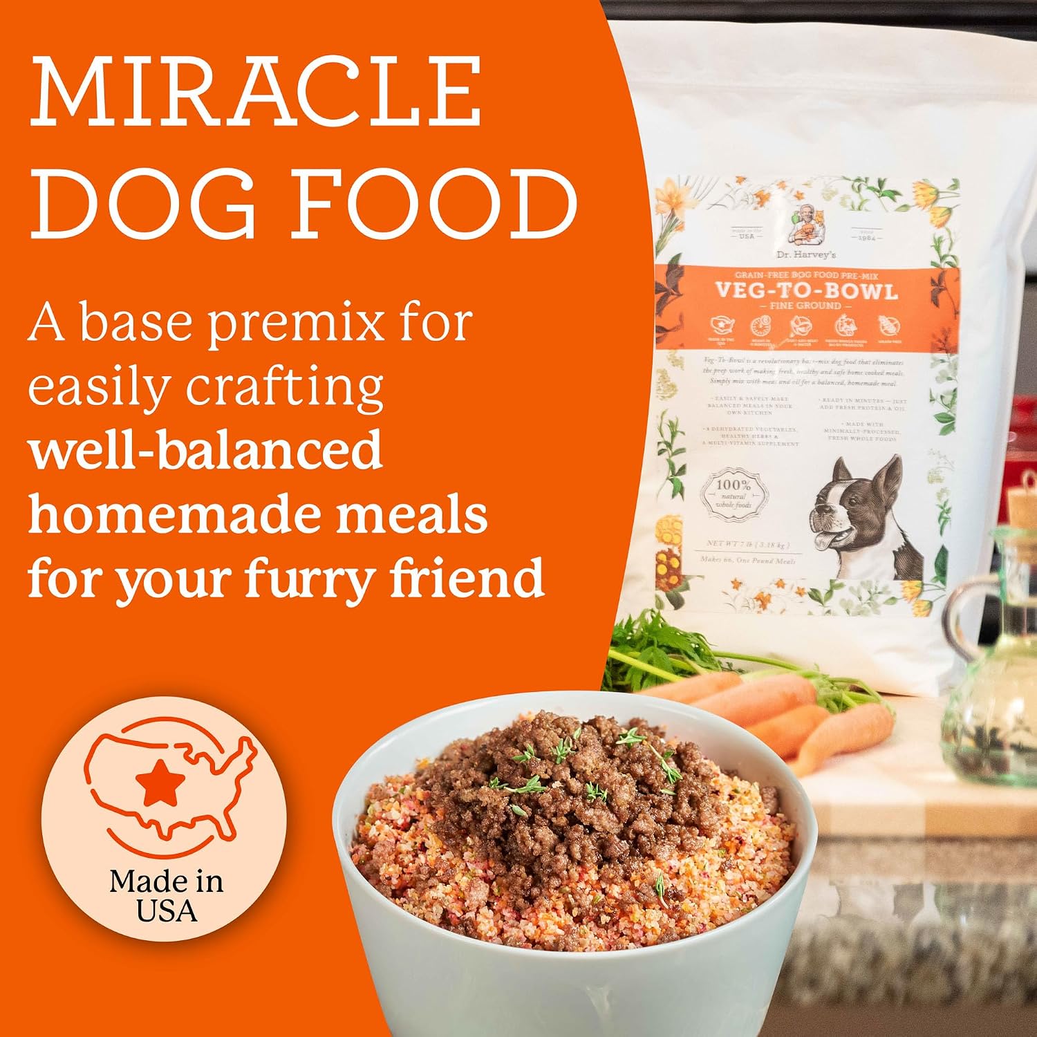 Dr. Harvey's Veg-to-Bowl Fine Ground Base Mix for Small Dogs (3 lb) | Human Grade Dehydrated Base Mix - Grain Free Holistic Mix