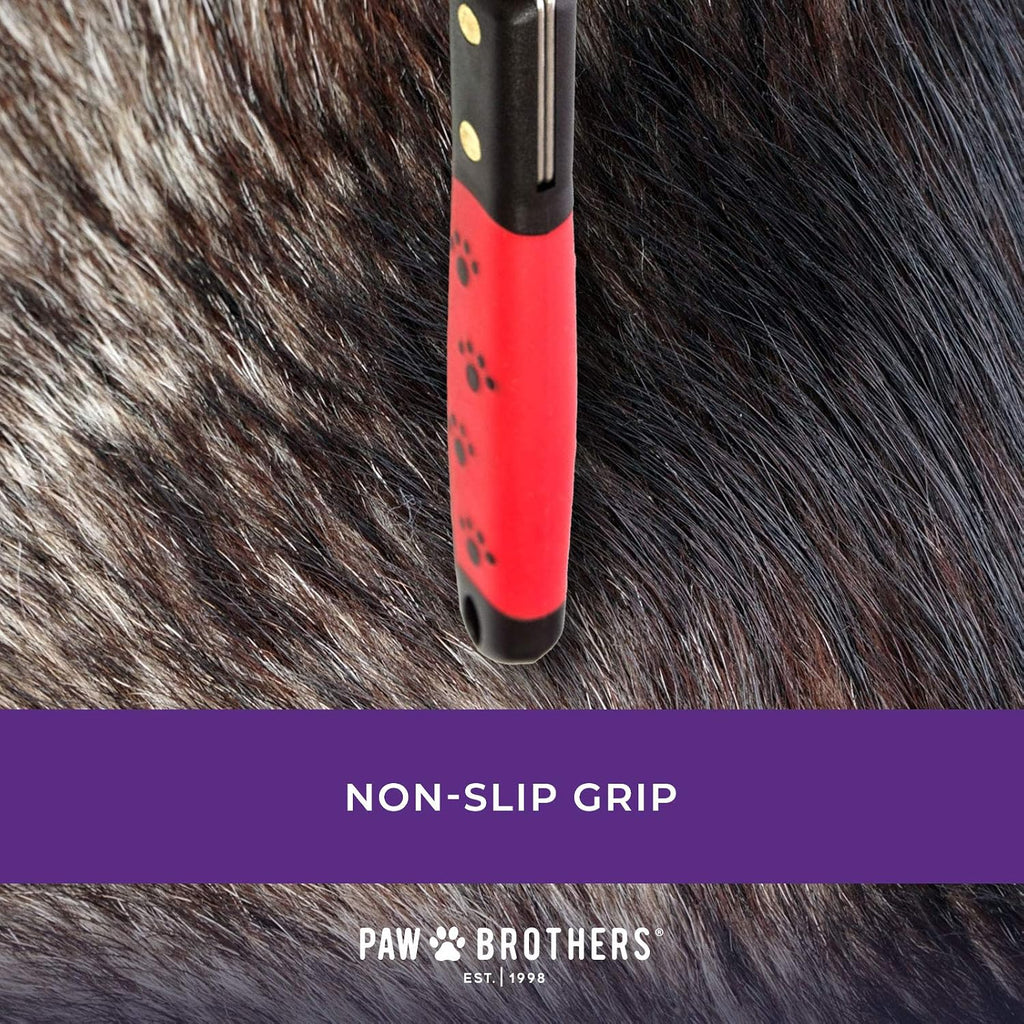 RYAN'S PET SUPPLIES Paw Brothers 20 Blade Medium Double WideDematting Undercoat Rake for Dogs and Cats, Professional Grade, Dog Shedding Brush, Stainless Steel Blades, Rounded Gentle Teeth