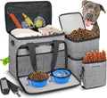 6 Set Dog Travel Bag, Large Pet Travel Kit for Supplies, Grey | Includes 2 Food Containers, 1 Pet Organizer for Dogs, 2 Collapsible Bowls, 1 Treat Pouch, Dog Weekend Overnight Bag Luggage