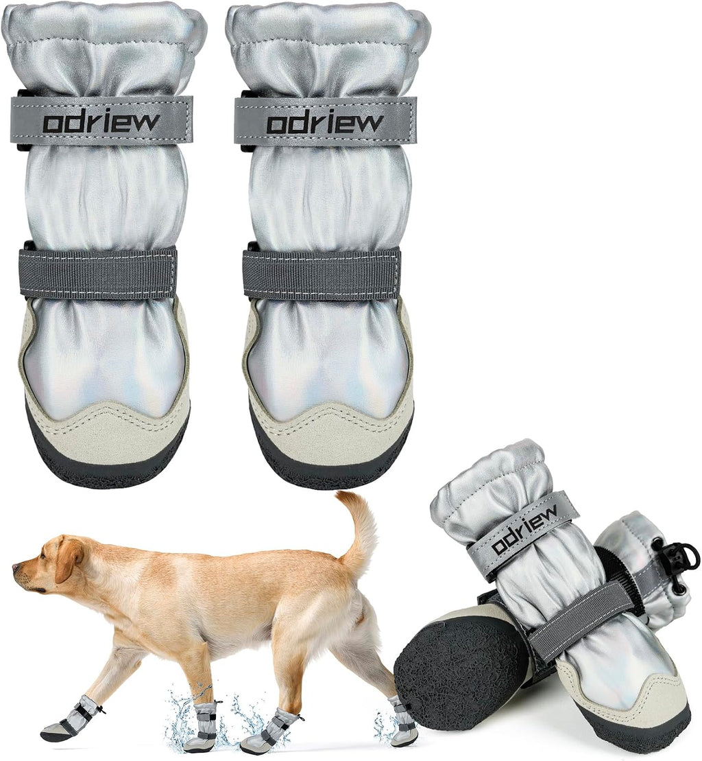 Dog Shoes Large Size Dogs, 4PCS Waterproof Dog Booties-Dog Boots & Paw Protectors, Medium Shoes for Dogs with Reflective Strip, Anti-Slip Sole for Rain, Snow and Summer Hiking. (8)
