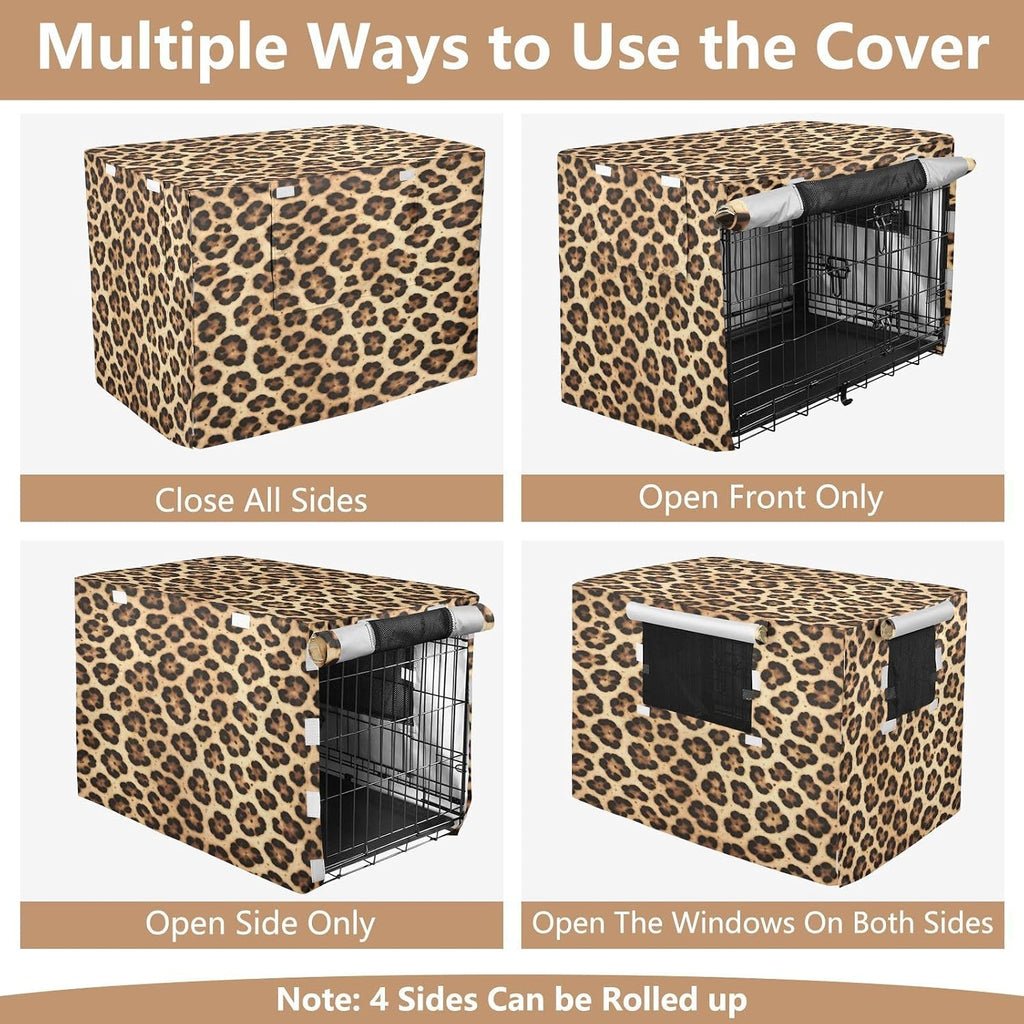 Cheetah Leopard Print Dog Crate Covers Breathable Dog Kennel Cover Windproof Waterproof Privacy Shading Fit for 30IN Wire Dog Cage