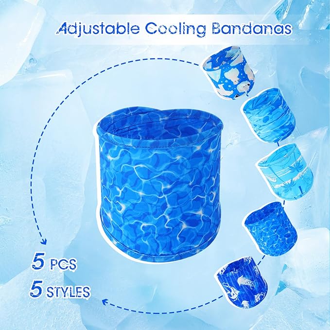 Talltalk 5 Pieces Dog Cooling Bandanas Neck Wraps Ice Scarf Pet Dog Cooling Collar Hunting Training Hiking Camping Accessories for Summer(M)
