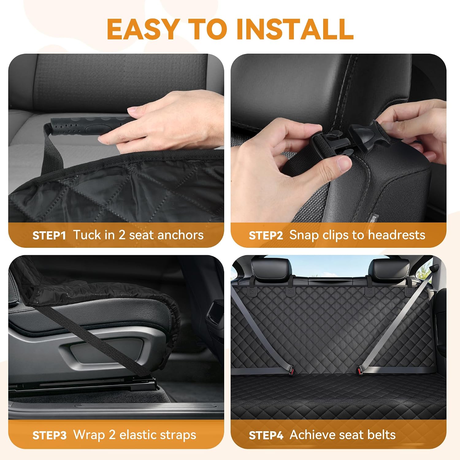 Dog Car Seat Cover for SUV, Waterproof Back Seat Cover for Toyota Tacoma/Jeep Grand Cherokee/Ford Explorer/Ranger/Chevrolet Colorado, Scratch-Proof Nonslip Durable Rear Seat Cover for Dogs