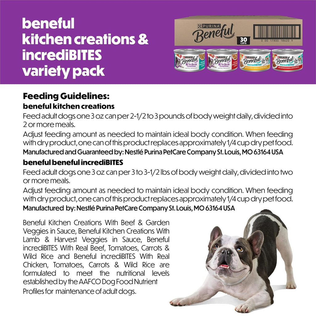 Beneful Purina IncrediBITES and Medleys Wet Dog Food Variety Pack Made with Real Beef, Chicken, and Lamb with Dog Gravy, 30 Pack - (Pack of 30) 3 oz. Cans
