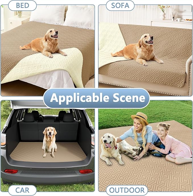 hyha Waterproof Dog Blanket, Soft Dog Bed Cover Pet Blankets, Waterproof Sofa Couch Cover for Dogs Washable, Reversible Pet Couch Covers for Sofa Furniture (30x53 Inch, Camel/Beige)