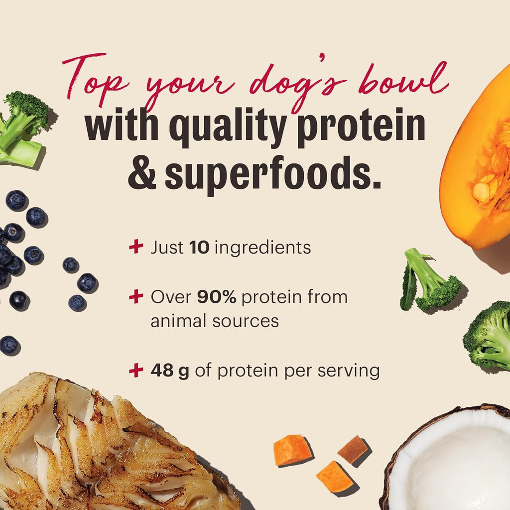 The Honest Kitchen Human Grade Protein Plus+ Dehydrated Meal Topper: Grain Free Fish Superfoods, 12oz Pouch