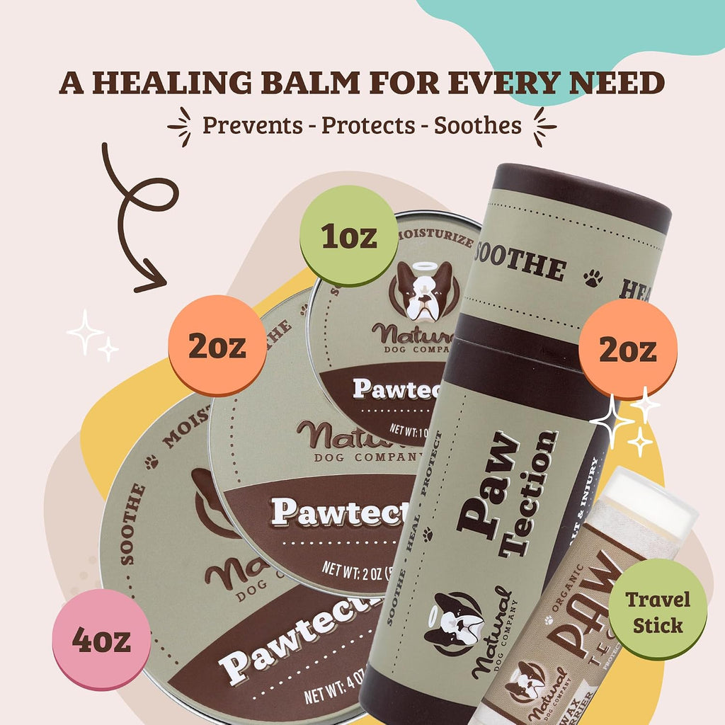 Natural Dog Company PawTection Dog Paw Wax – Dog Paw Protection for Hot Pavement, Sand, Asphalt & Trails, Waxy Barrier Balm for Summer Walks, Hiking & Beach Days, Non-Toxic, and Lick Safe, 2 oz Stick