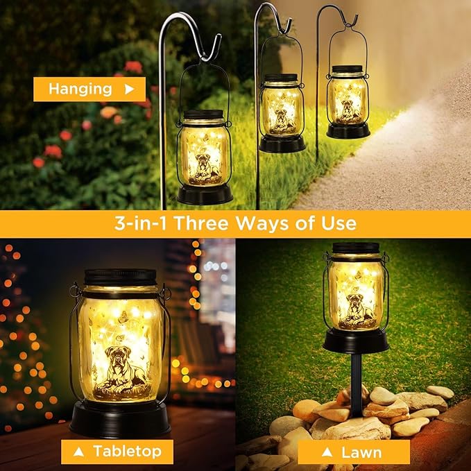 kyoryuger Boxer Dog Gifts for Women/Men Boxer Dog Lovers Solar Lantern Mom Birthday, Mothers Day, Solar Garden Decoration Outside for Yard, Patio,Backyard,Porch, Torches