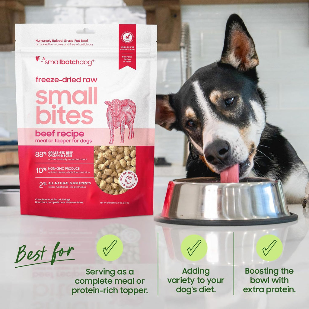 smallbatch Freeze Dried Raw Dog Food, Free-Range Chicken Small Bites 7 oz | Sustainably Sourced Protein, Grain-Free, Single Protein for Picky Eaters & Allergies, Adult Dog, Hydrate & Serve, Made in USA