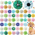 Huhumy 50 Pcs Flower Floral Dog Collar Bow Ties Bulk for Spring Summer Charm Attachment Collar with Daisy Triangle Pet Scarf Bowtie for Small Medium Large Cats Costume Grooming
