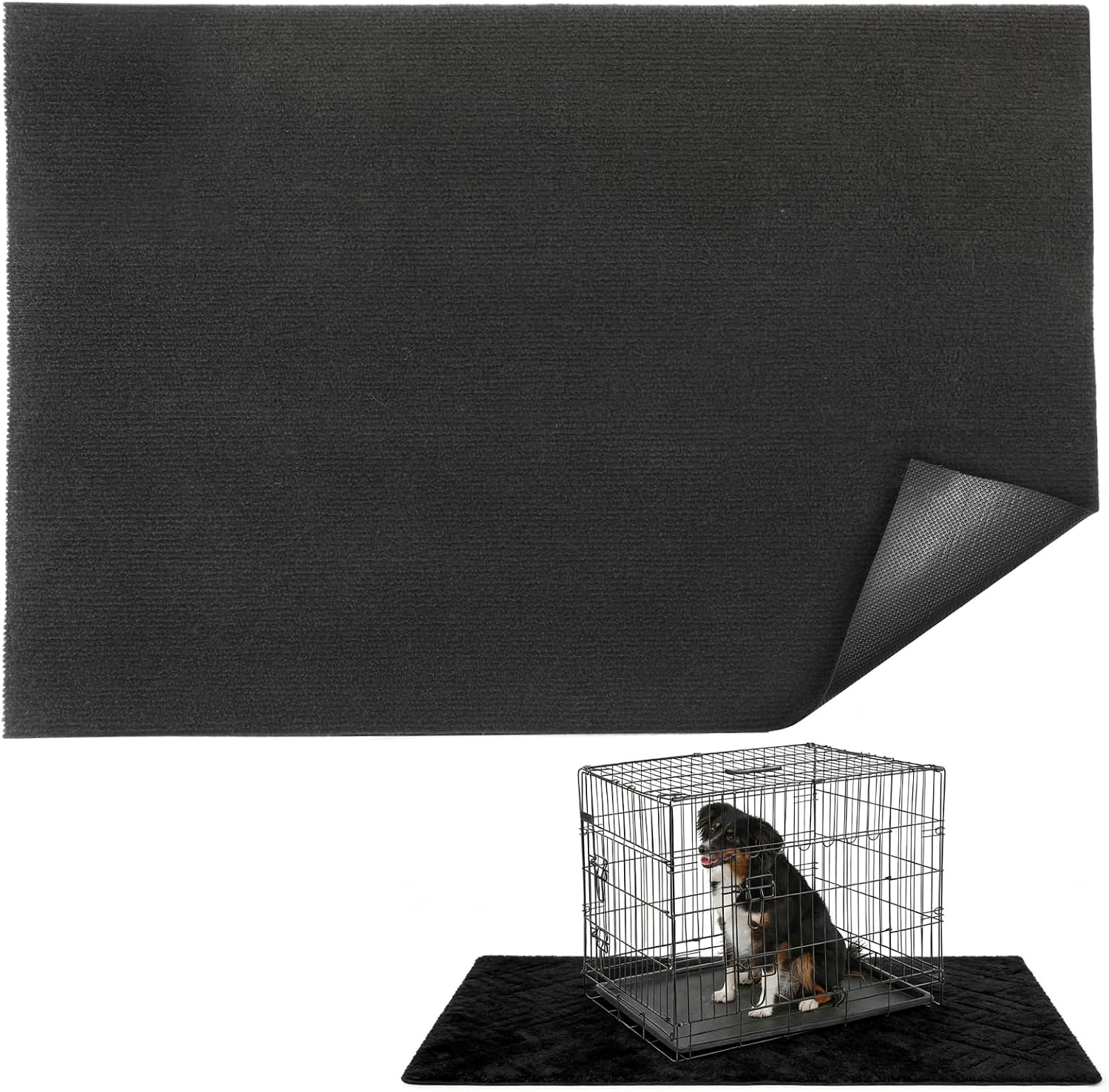 46" x 60" x 0.23" Dog Crate Mat, Extra Large Size, Non-Slip and Waterproof, Washable, Reusable, Can Be Cutting to the Appropriate Aize, Protects Floors, Soft and Absorbent Surface, Rubber Bottom