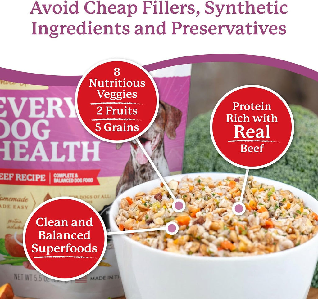Dr. Harvey's Every Dog Health, Meal with Dehydrated Beef (5 lb) | Complete & Balanced - Organic Whole Grains, Vegetables & Probiotics - Makes 20 Lb of Food
