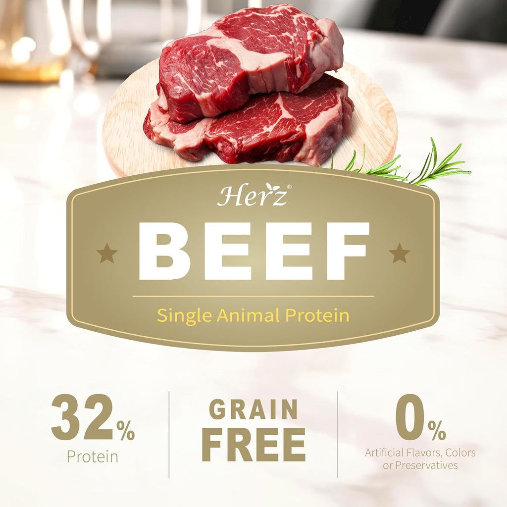 Herz Air-Dried Dog Food, High Protein, New Zealand Grass-Fed Beef, 2 lb