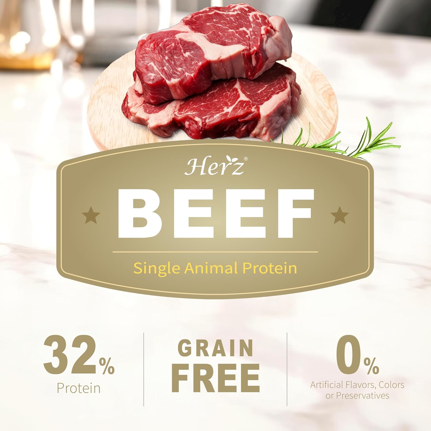Herz Air-Dried Dog Food, High Protein, New Zealand Grass-Fed Beef, 2 lb