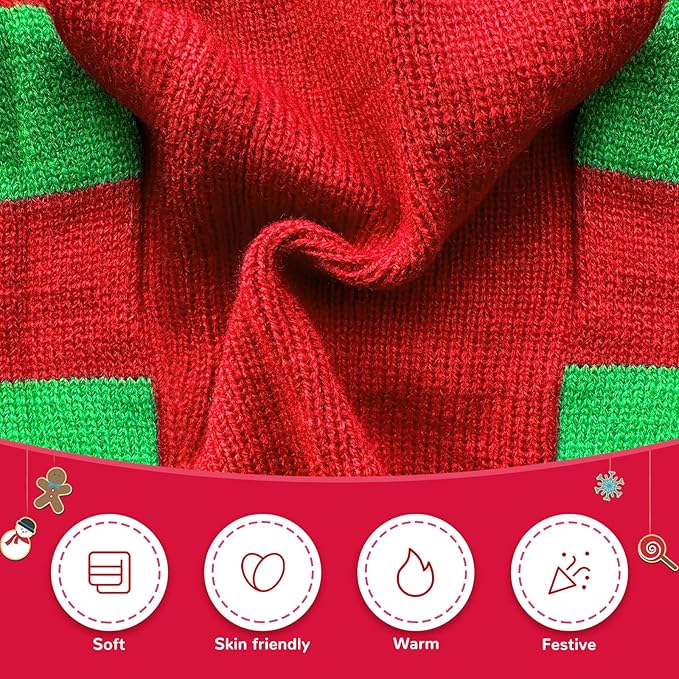 Dog Cat Christmas Sweater Boy Girl Ugly Reindeer Xmas Pet Clothes Holiday Puppy Costume New Year Gifts for Small Medium Large Dogs Outfits (L, Red Green Stripe Reindeer)