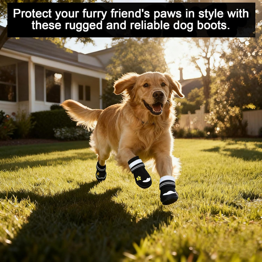 Dog Shoes for Dogs Paw Protectors Dog Boot for Outdoor with Anti-Slip Sole, Dog Booties for Medium to Large Dogs 4Pcs, with Rugged Sole for Beach and Snow (Size 7)