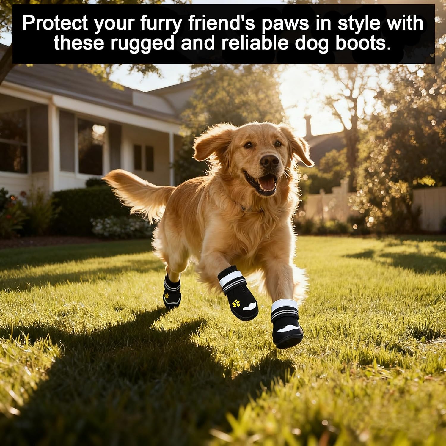 Dog Shoes for Dogs Paw Protectors Dog Boot for Outdoor with Anti-Slip Sole, Dog Booties for Medium to Large Dogs 4Pcs, with Rugged Sole for Beach and Snow (Size 7)