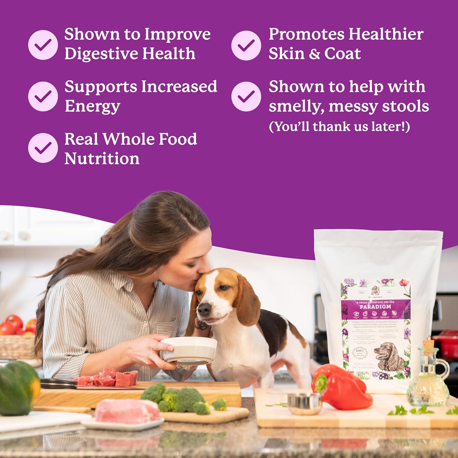 Dr. Harvey's Paradigm Green Superfood Base Mix, Trial (5.5 oz) | Human Grade - Grain Free - Low Carb Ketogenic Diet for Diabetic Dogs