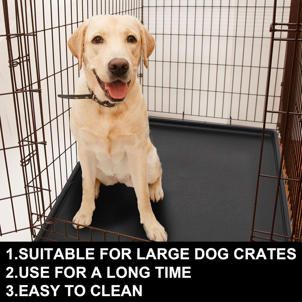 2 Pcs 42" Dog Crate Tray Replacement Dog Crate Pan Kennel Bottom Tray Replacement Plastic Bottom Pan Easy to Clean, Easy to Assemble, Ideal for Potty Training-Perfect for Pet Crates, Black