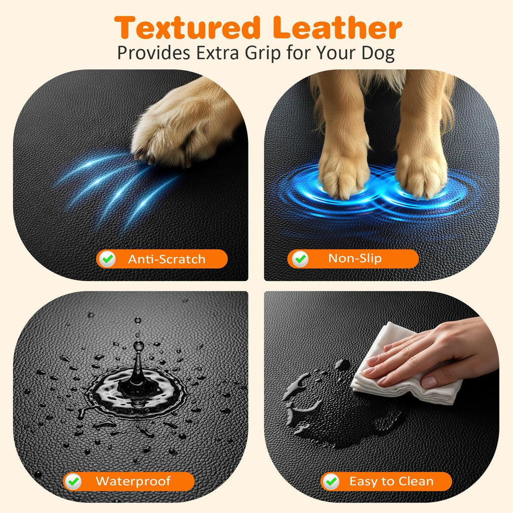 URPOWER PU Leather Hard Bottom Dog Car Seat Cover, Back Seat Extender | 500 lbs Support, 45% More Space, Waterproof, Scratch Resistant, Non-Slip, Mesh Window, Easy Care, Dog Seat Belt Included