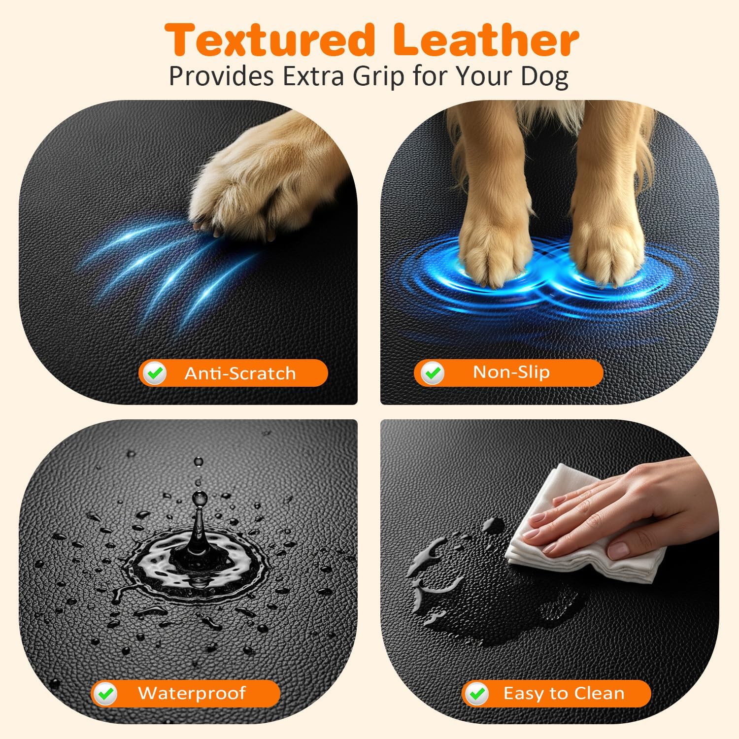 URPOWER PU Leather Hard Bottom Dog Car Seat Cover, Back Seat Extender | 500 lbs Support, 45% More Space, Waterproof, Scratch Resistant, Non-Slip, Mesh Window, Easy Care, Dog Seat Belt Included
