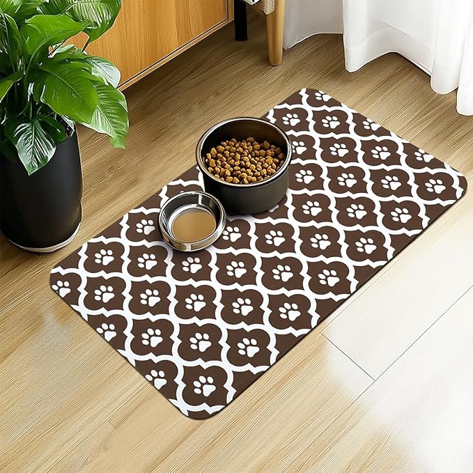 Dog Food Mat 24X32 Inch Pet Feeding Absorbent Mats for Floor Cat Water Bowl Placemats Non-Slip Washable Dog Mat for Food and Water