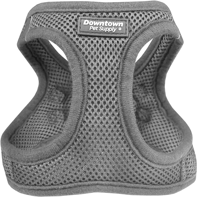 Downtown Pet Supply Step-in Dog Harness – No Pull, Adjustable Padded Mesh with Reflective Trim, Secure Buckle Strap – Comfortable & Breathable Small Dog Harness, Medium, Light Gray