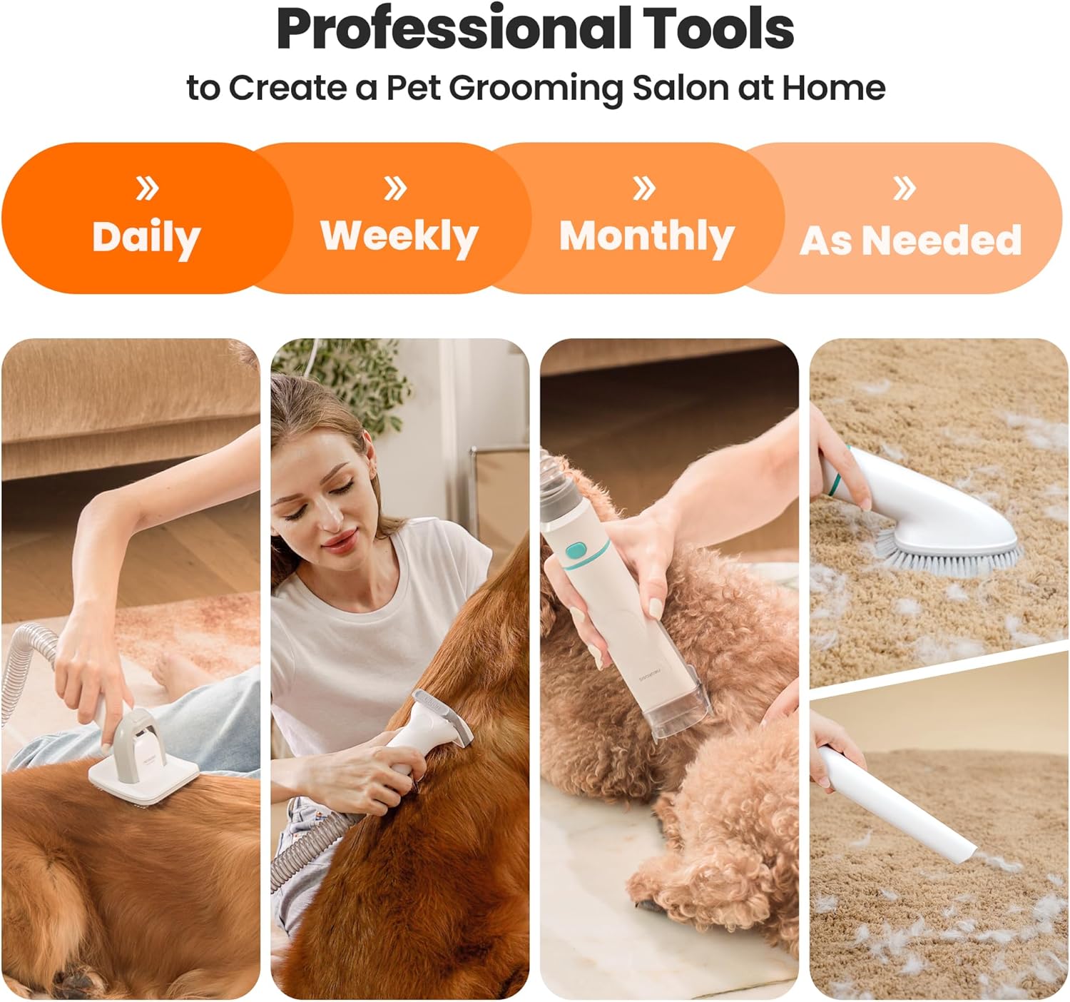 Neakasa P1 Pro Dog Grooming Vacuum Kit, 6-in-1 Pet Hair Grooming with Clippers and Vacuum, 9000Pa Suction, Low Noise, 1L Dust Cup for Home Shedding & Trimming