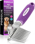 Poodle Dematting Fur Rake Comb Brush for Dogs and Cats - Long 2.5" Steel Safety Blades Metal Comb for Detangling Matted or Knotted Undercoat Hair
