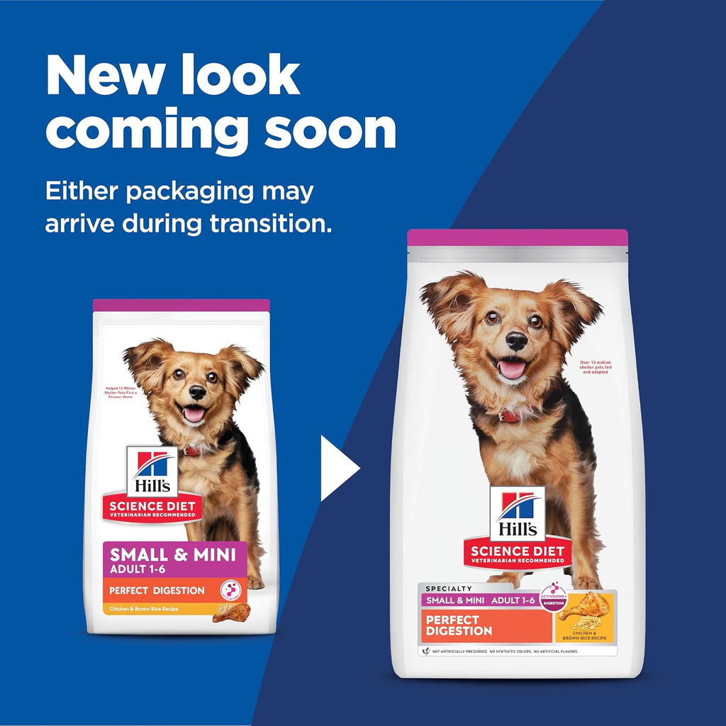 Hill's Science Diet Adult 1-6 Perfect Digestion Small & Mini Dry Dog Food | #1 Veterinarian Recommended, Chicken & Brown Rice, 3.5 lb. Bag